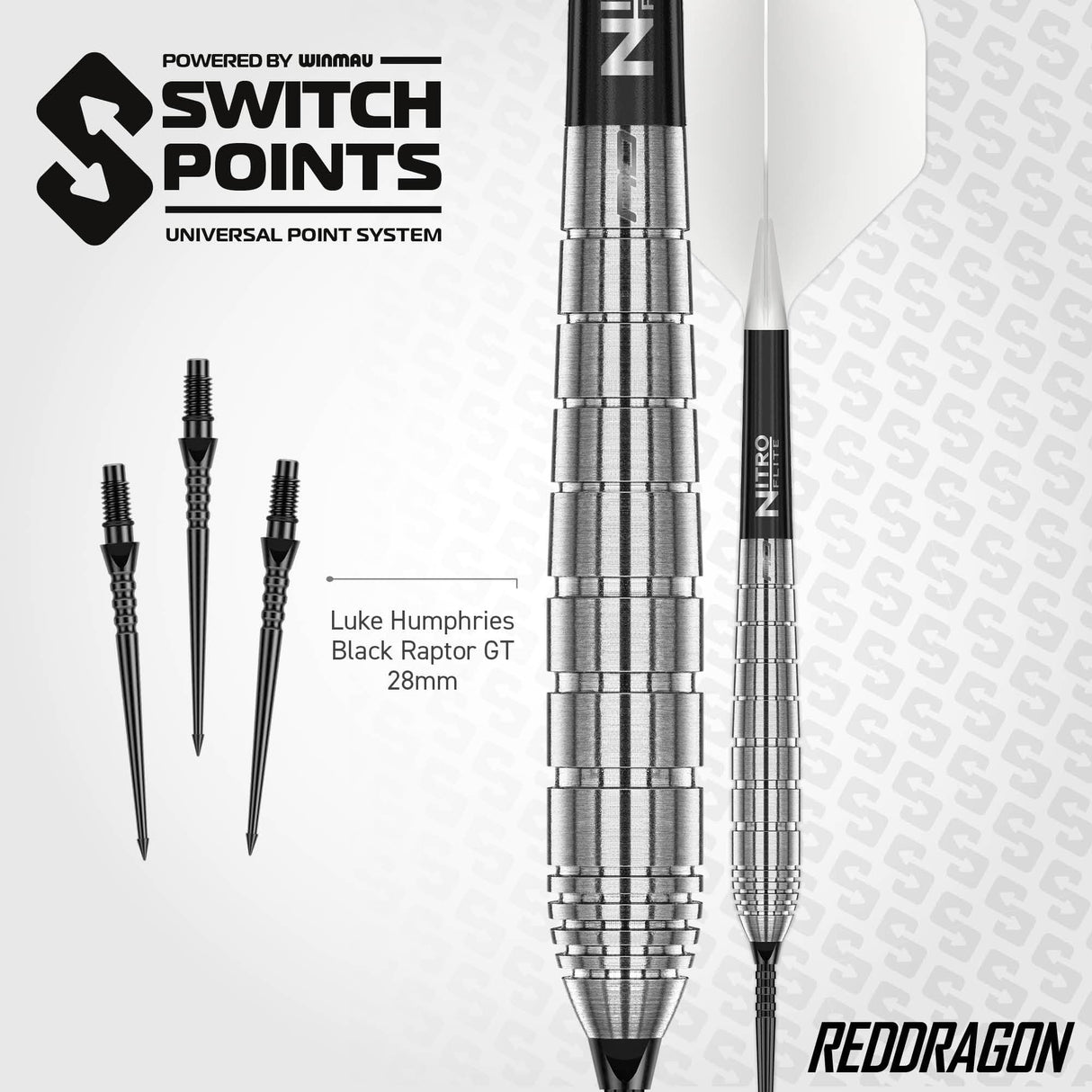 Red Dragon Luke Humphries Switch Darts - Steel Tip - 90% Tungsten - TX1