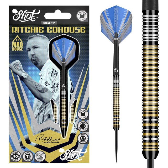 Shot Ritchie Edhouse Darts - Steel Tip - 90% Tungsten - Madhouse