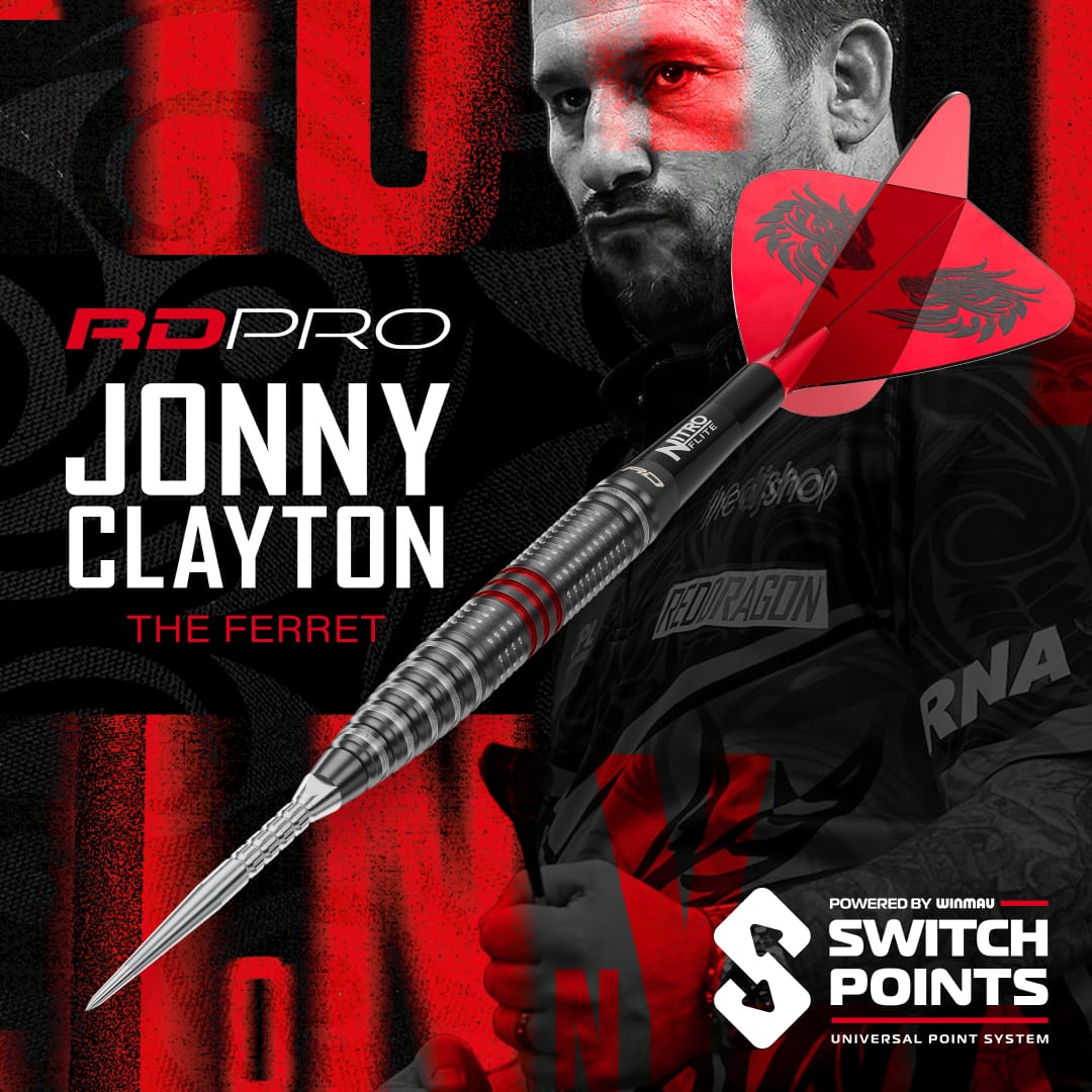 Red Dragon Jonny Clayton Darts - Steel Tip - 90% Tungsten - Pro