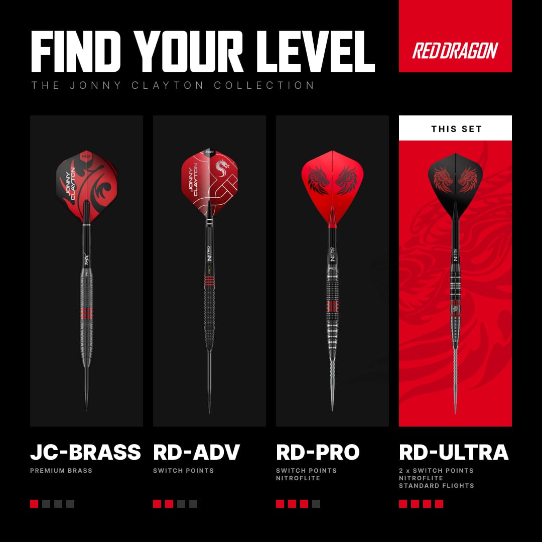 Red Dragon Jonny Clayton Darts - Steel Tip - 90% Tungsten - Ultra 22g