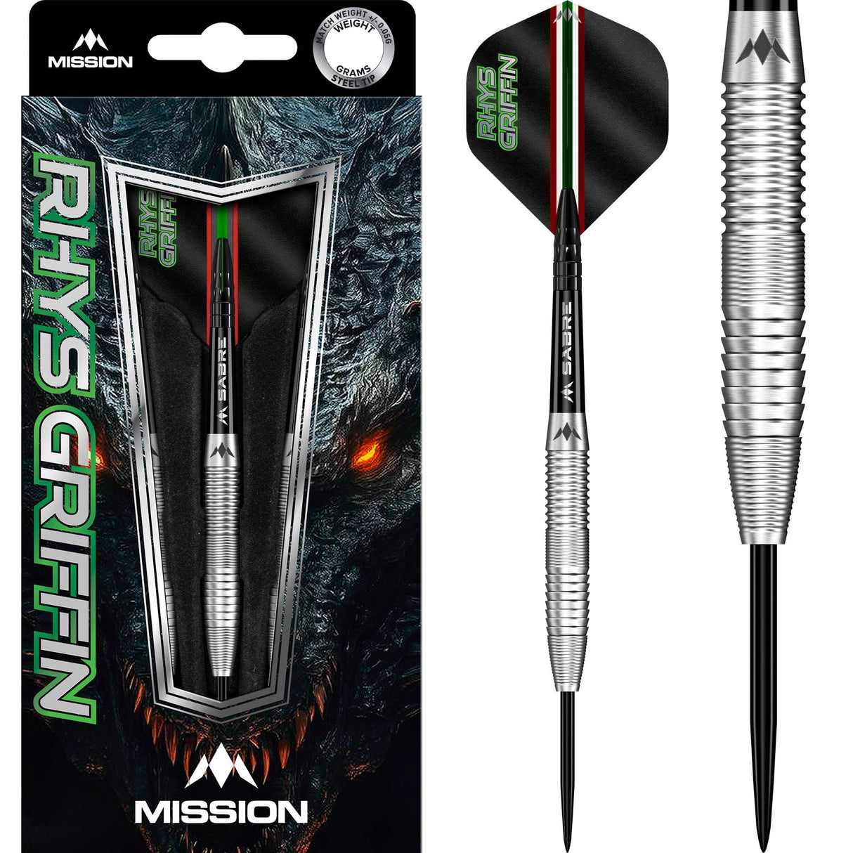 Mission Rhys Griffin Darts - Steel Tip - 95% Tungsten