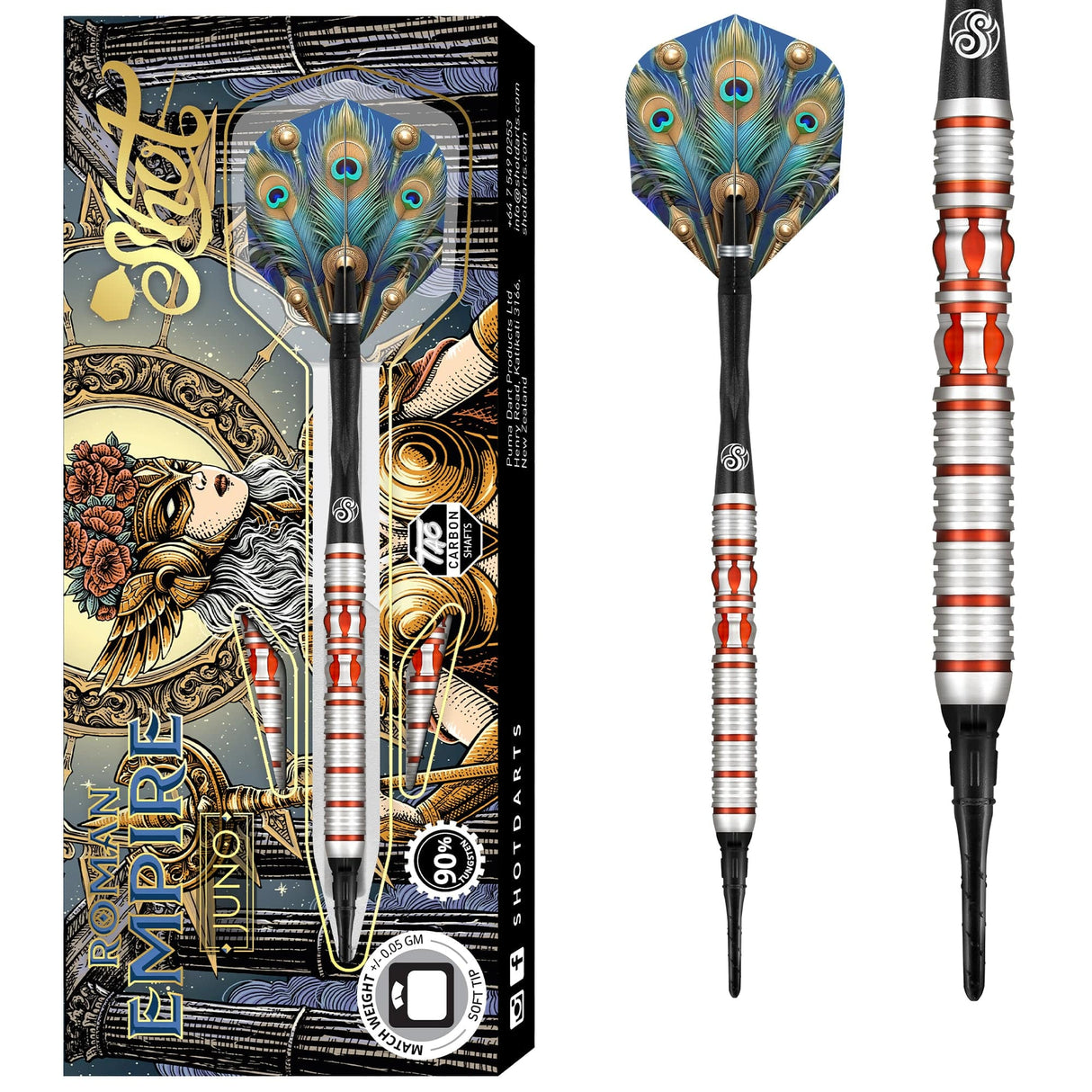 Shot Roman Empire Darts - Soft Tip - 90% Tungsten - Juno - 20g
