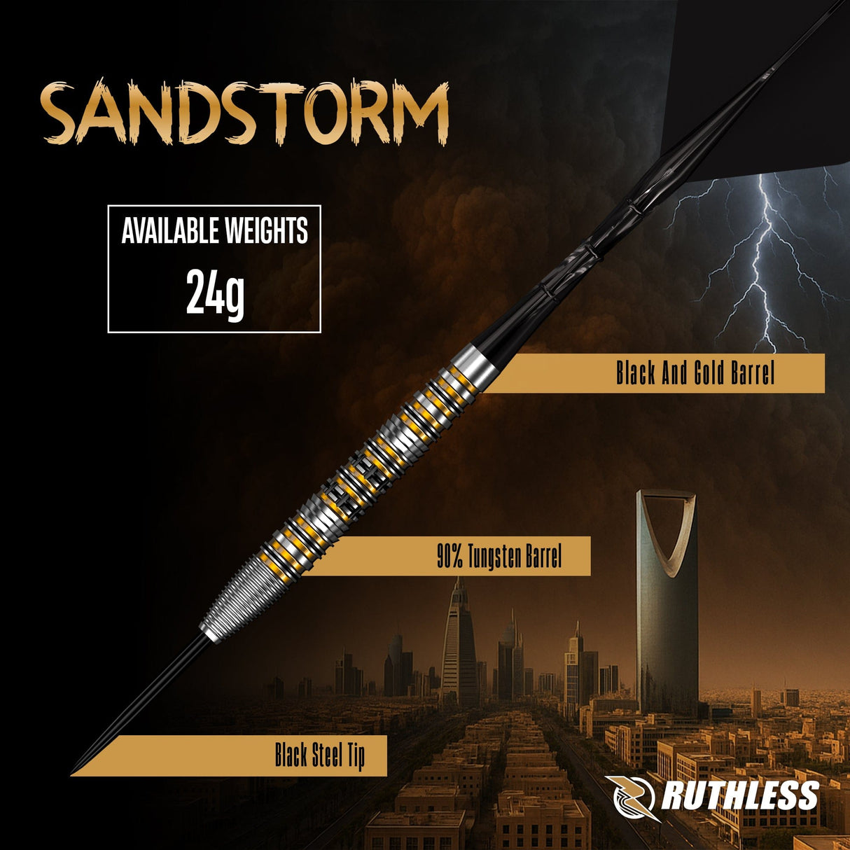 Ruthless Sandstorm Darts - Steel Tip - 90% Tungsten 24g