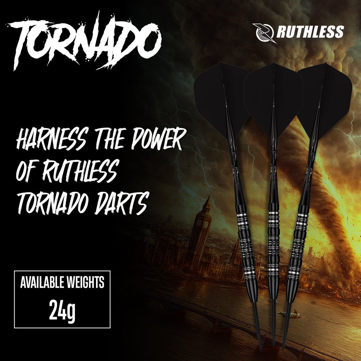 Ruthless Tornado Darts - Steel Tip - 90% Tungsten 24g