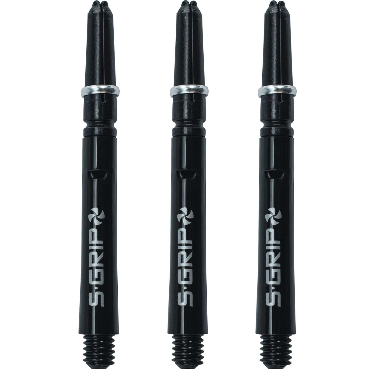 Harrows Supergrip Spin Stems - Dart Shafts - Black Silver Medium