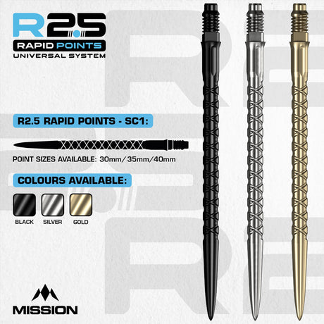 Mission R2.5 Rapid Dart Points - Steel Tip - SC1