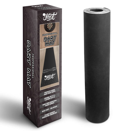 Shot Rubber Dart Mat - Heavy Duty - Floor Protection - 300cm x 60cm - Black