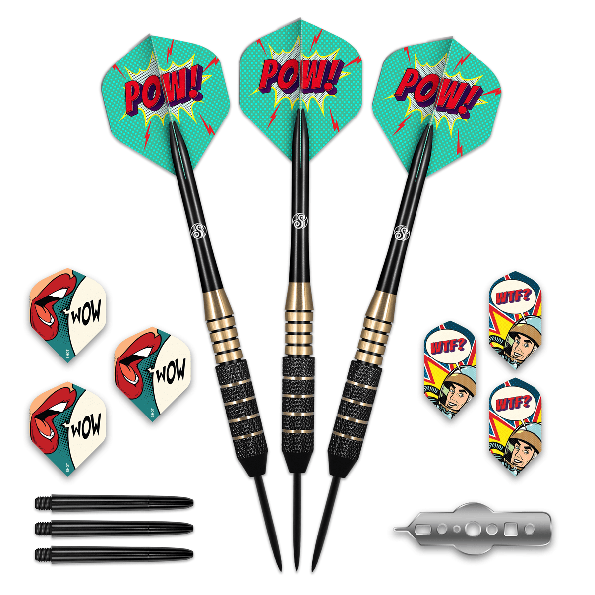 Shot Steel Tip Gift Pack - Darts, Flights, Stems & Case - 24g