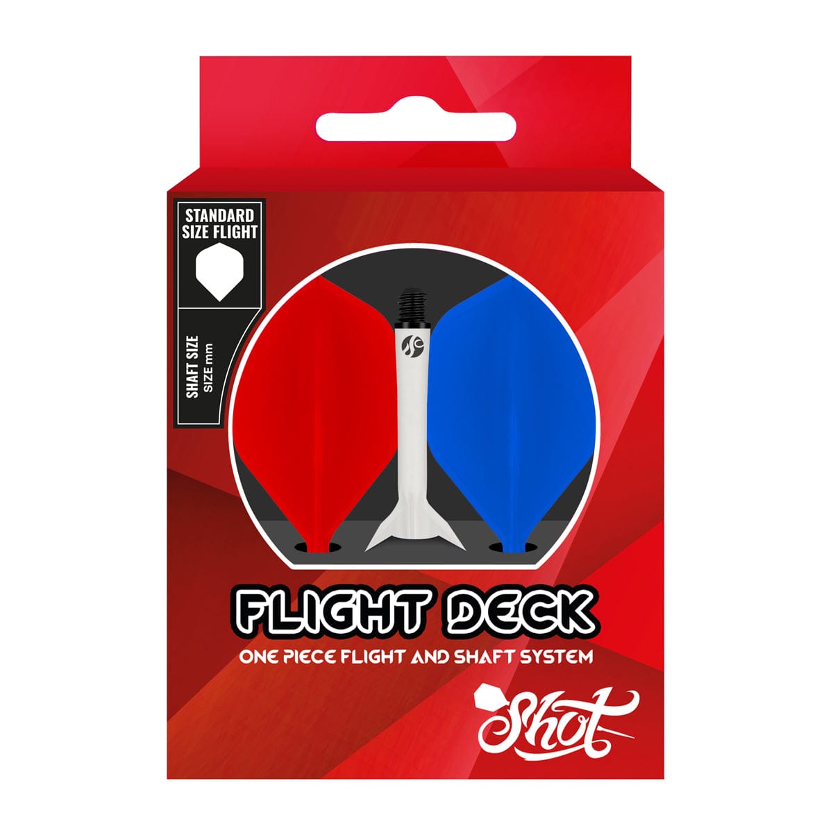 Shot Flight Deck - One Piece Dart Flight and Shaft System - Tricolor - Medium