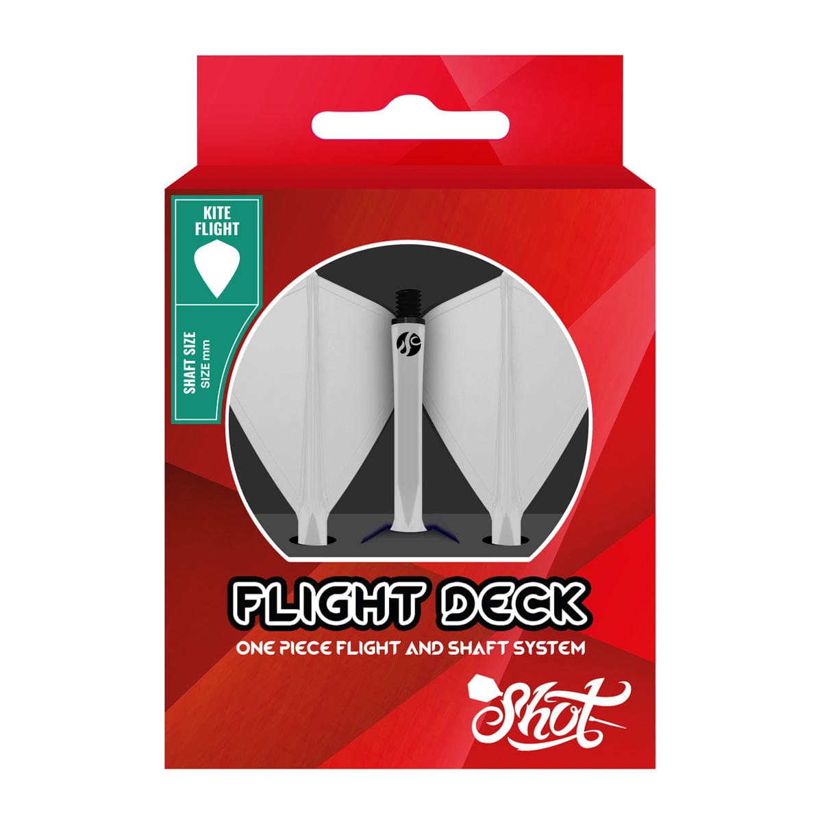 Shot Flight Deck - One Piece Dart Flight and Shaft System - Kite - Clear