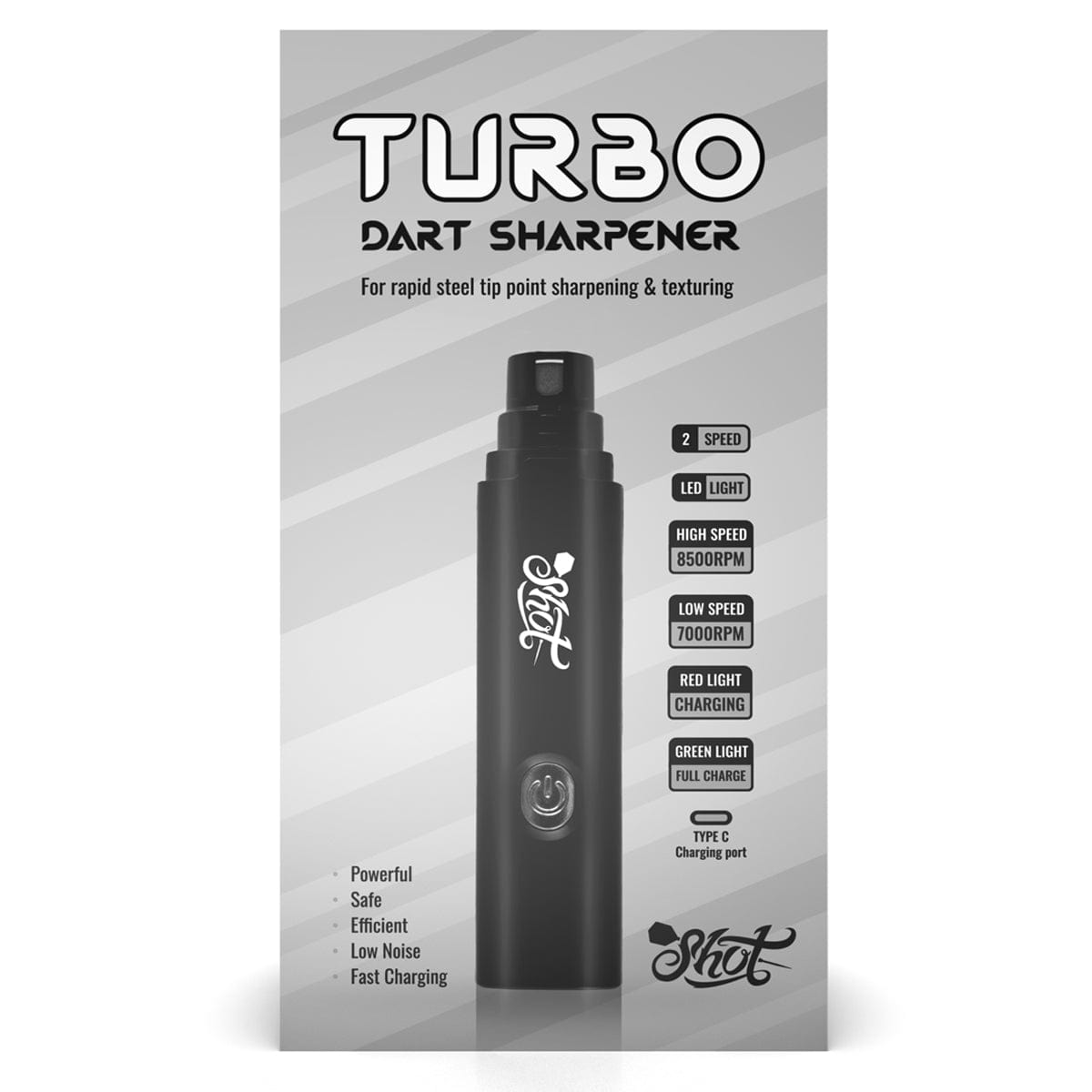 Shot Turbo Dart Sharpener - USB-C - Point Sharpening and Texturing