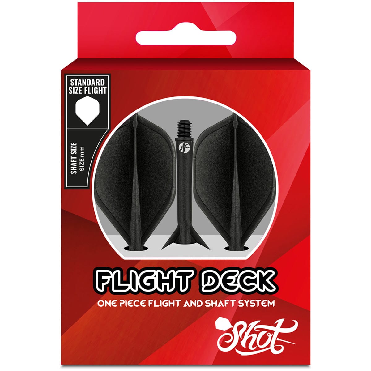 Shot Flight Deck - One Piece Dart Flight and Shaft System - Black