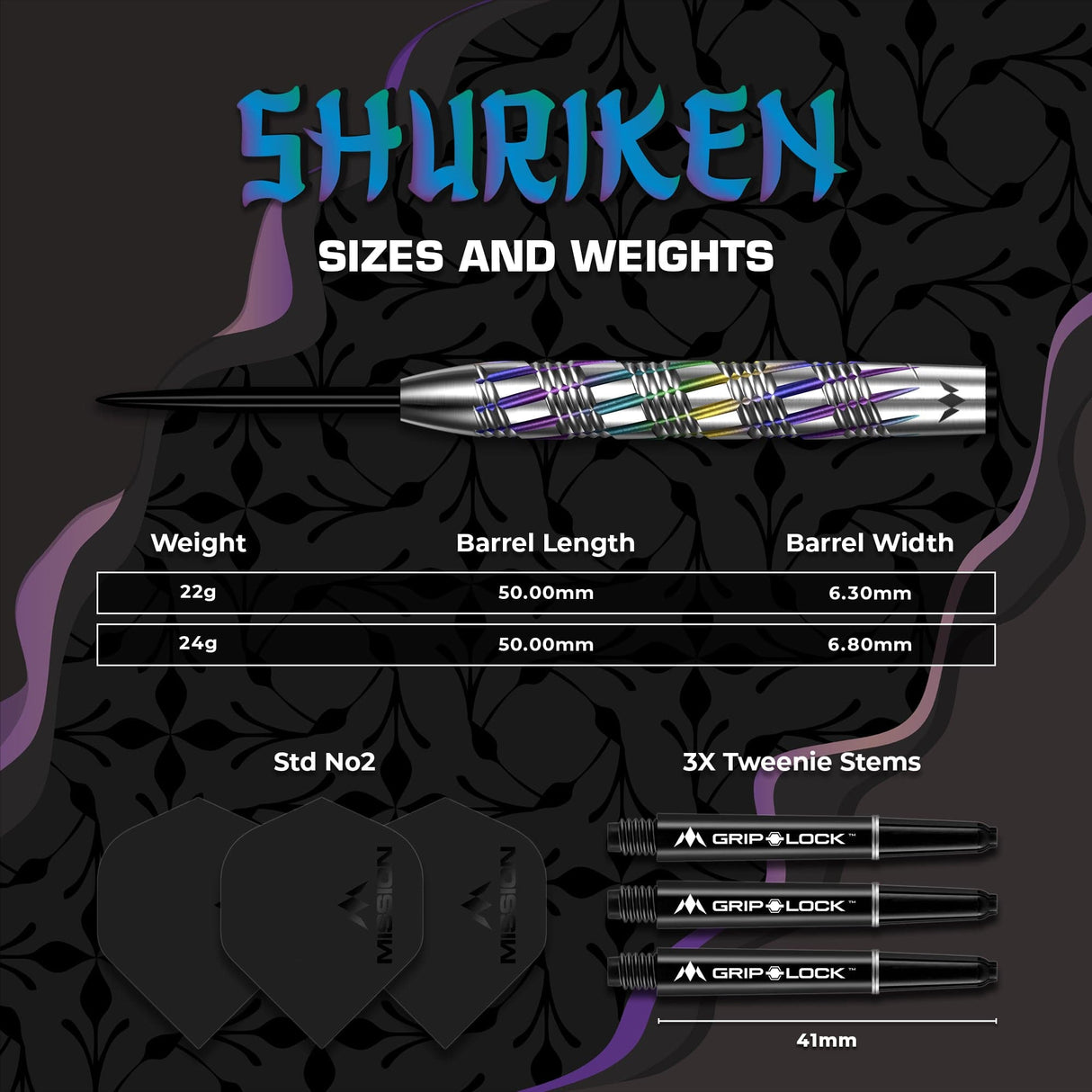 Mission Shuriken Darts - Steel Tip - 90% Tungsten