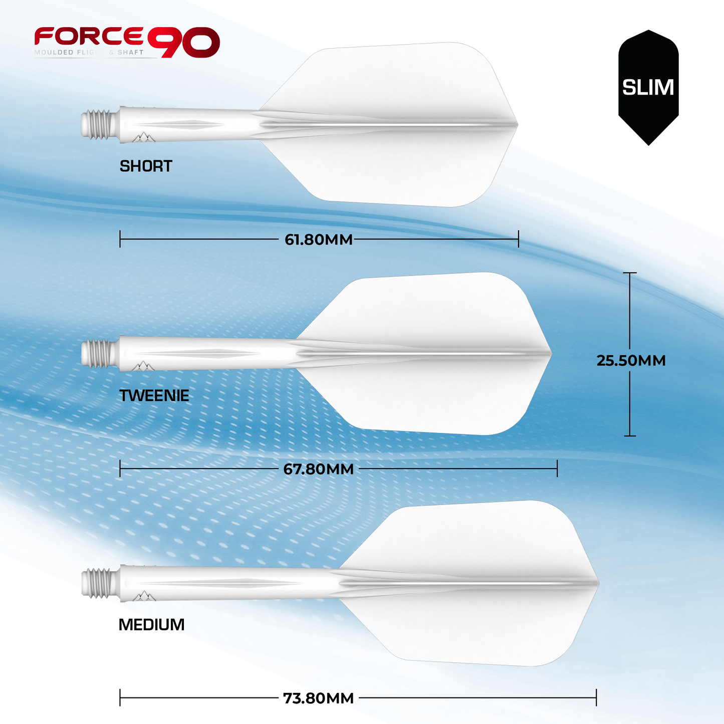 Mission Force 90 - New Moulded Flight & Shaft System - White - Slim