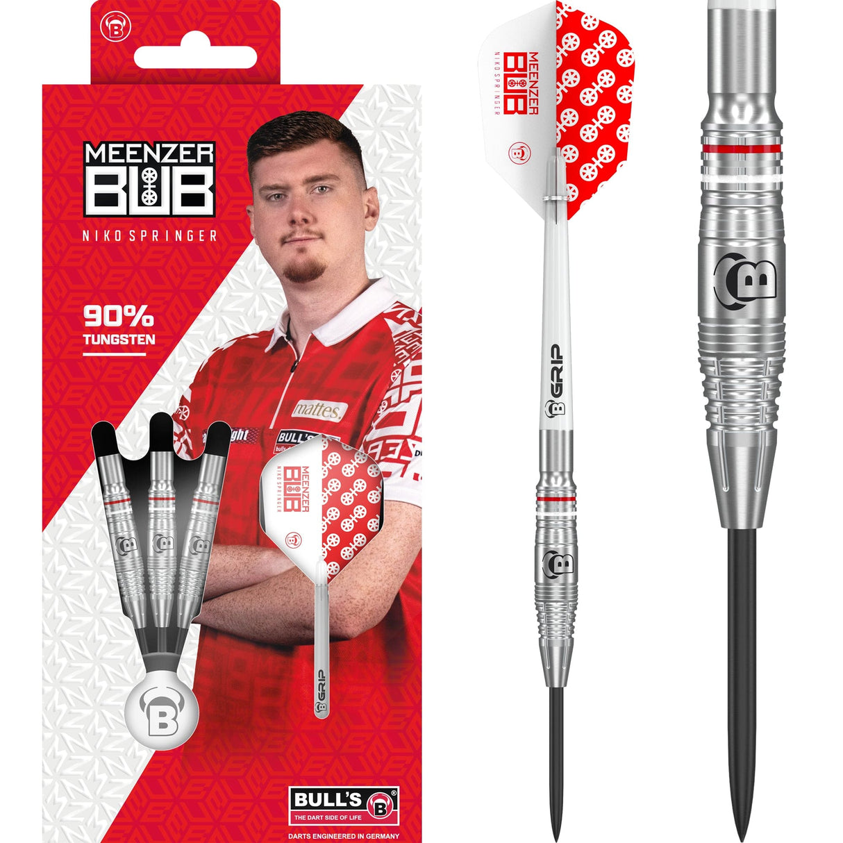 BULL'S Niko Springer Darts - Steel Tip - 90% Tungsten