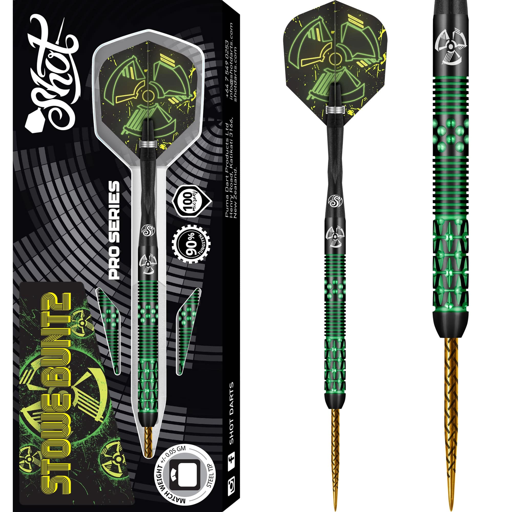 Shot Pro Series Darts - Steel Tip - 90% Tungsten - Stowe Buntz V2 - Bl