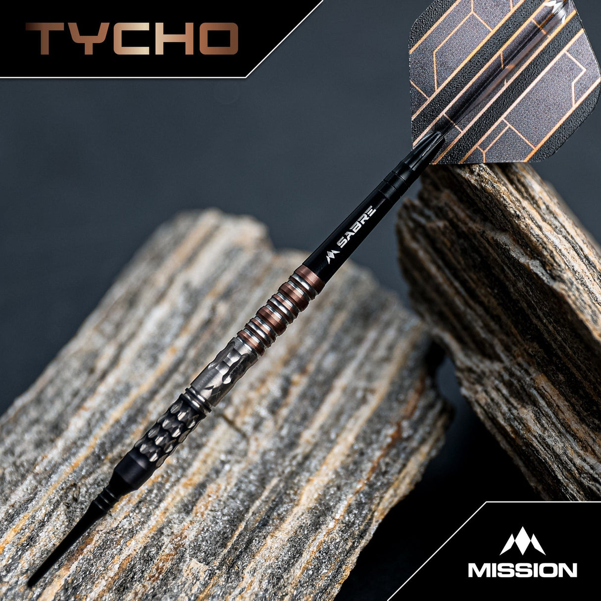 Mission Tycho Darts - Soft Tip - 90% Tungsten - Black & Bronze PVD - 20g