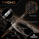 Mission Tycho Darts - Soft Tip - 90% Tungsten - Black & Bronze PVD - 20g