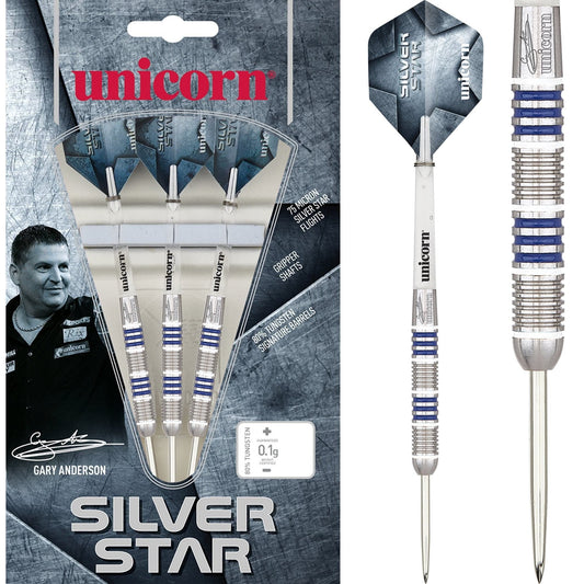 Unicorn Silver Star Darts - Steel Tip - GA4 - Gary Anderson 21g
