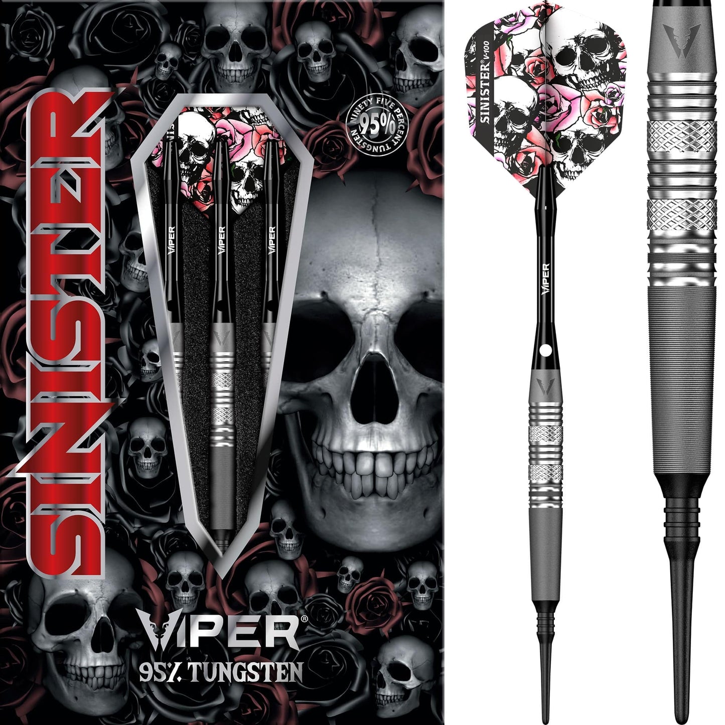 Viper Sinister Darts - Soft Tip - 95% - Sandblasted - S5 - Twin-Knurl 18g