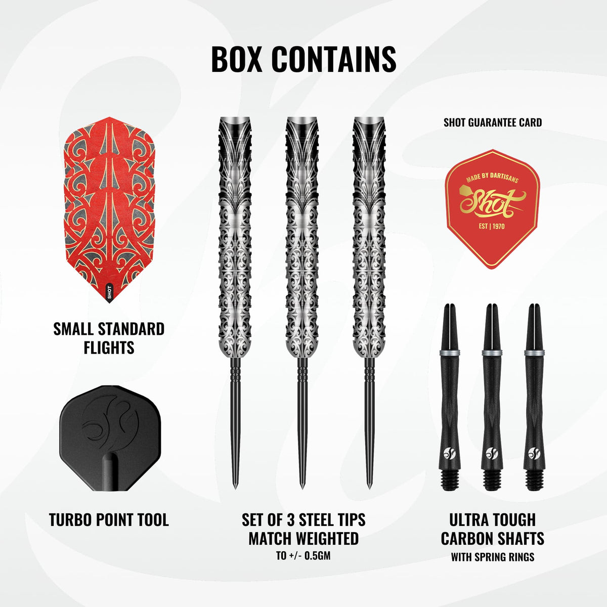 Shot Warrior Turbo Darts - Steel Tip - 90% Tungsten - Taiaha