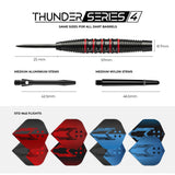 *Darts Corner - Thunder Series 4 - Steel Tip Brass - 4 Sets Darts - Blue & Red - 21g 22g 23g 24g 23g