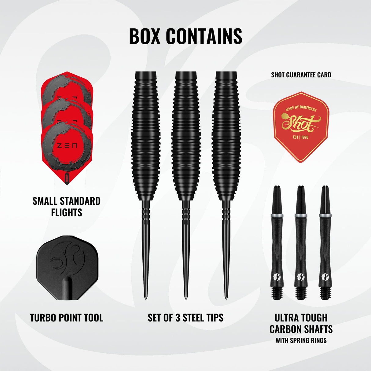 Shot Zen Darts - Steel Tip - 90% Tungsten - Bomber