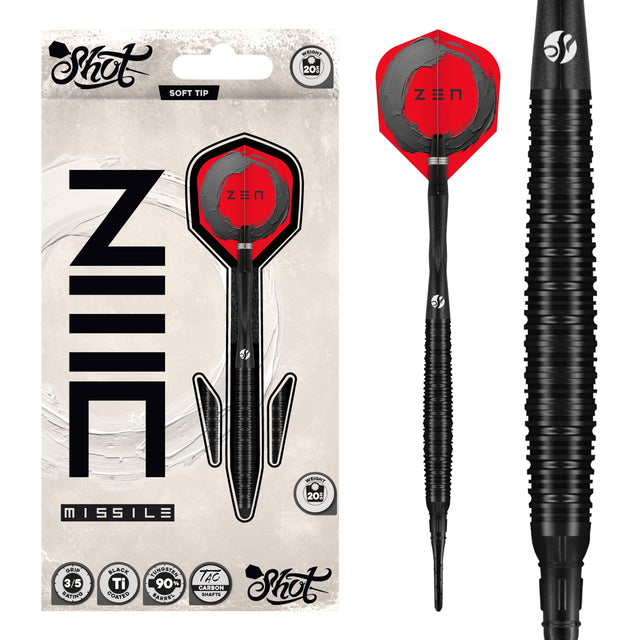 Shot Zen Darts - Soft Tip - 90% Tungsten - Missile 20g