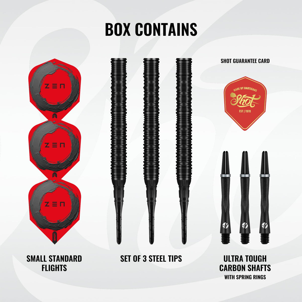 Shot Zen Darts - Soft Tip - 90% Tungsten - Straight 20g