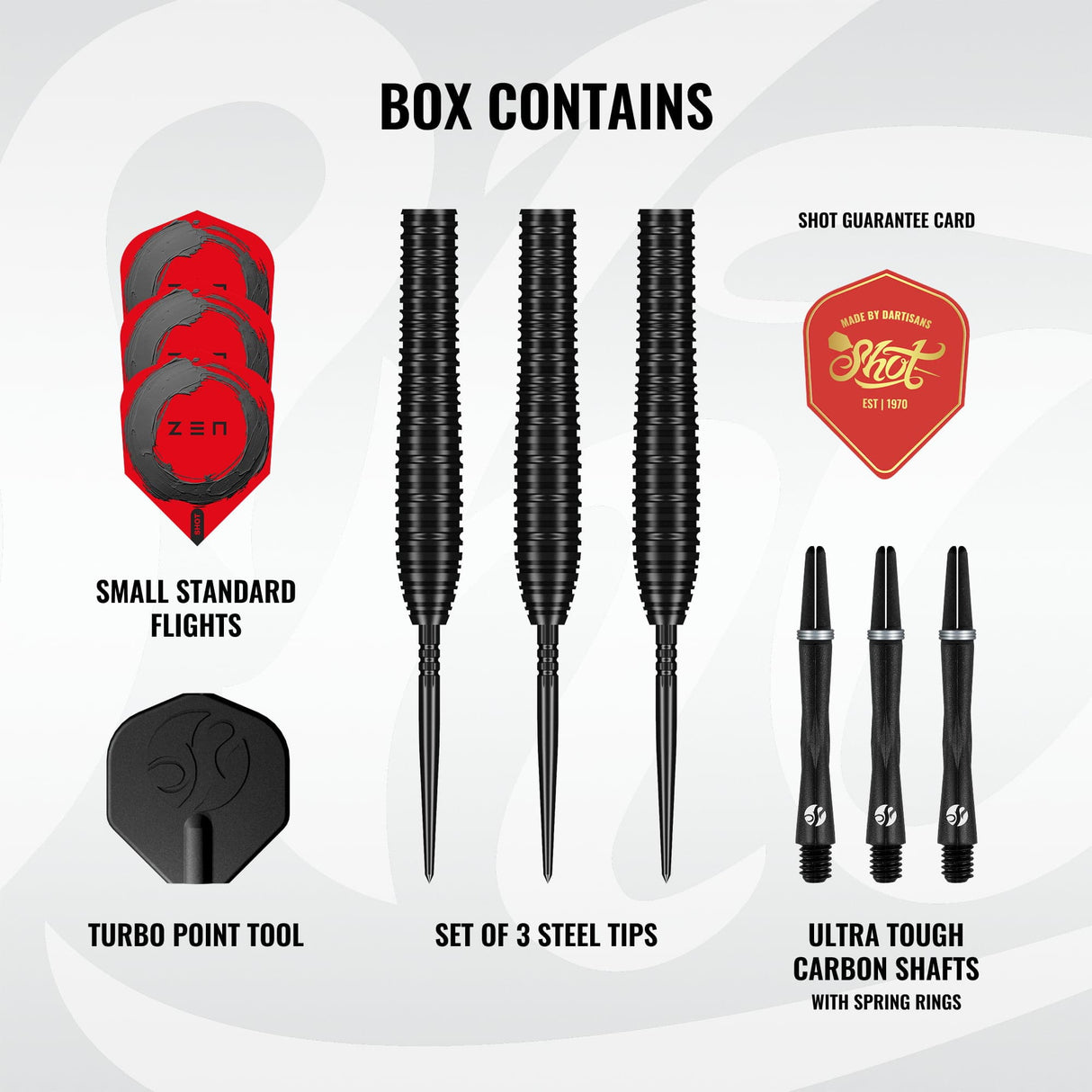 Shot Zen Darts - Steel Tip - 90% Tungsten - Torpedo