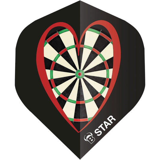 BULL'S B-Star Dart Flights - 100 Micron - A-Std - Dartboard Heart