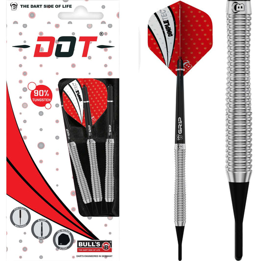 BULL'S Dot D2 Darts - Soft Tip - 90% Tungsten - Full Ring 18g