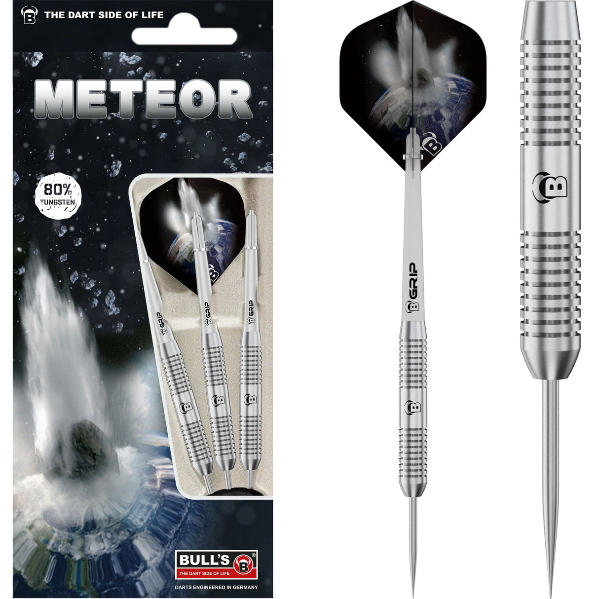BULL'S Meteor Darts - Steel Tip - 80% Tungsten - MT1 - Ringed 20g