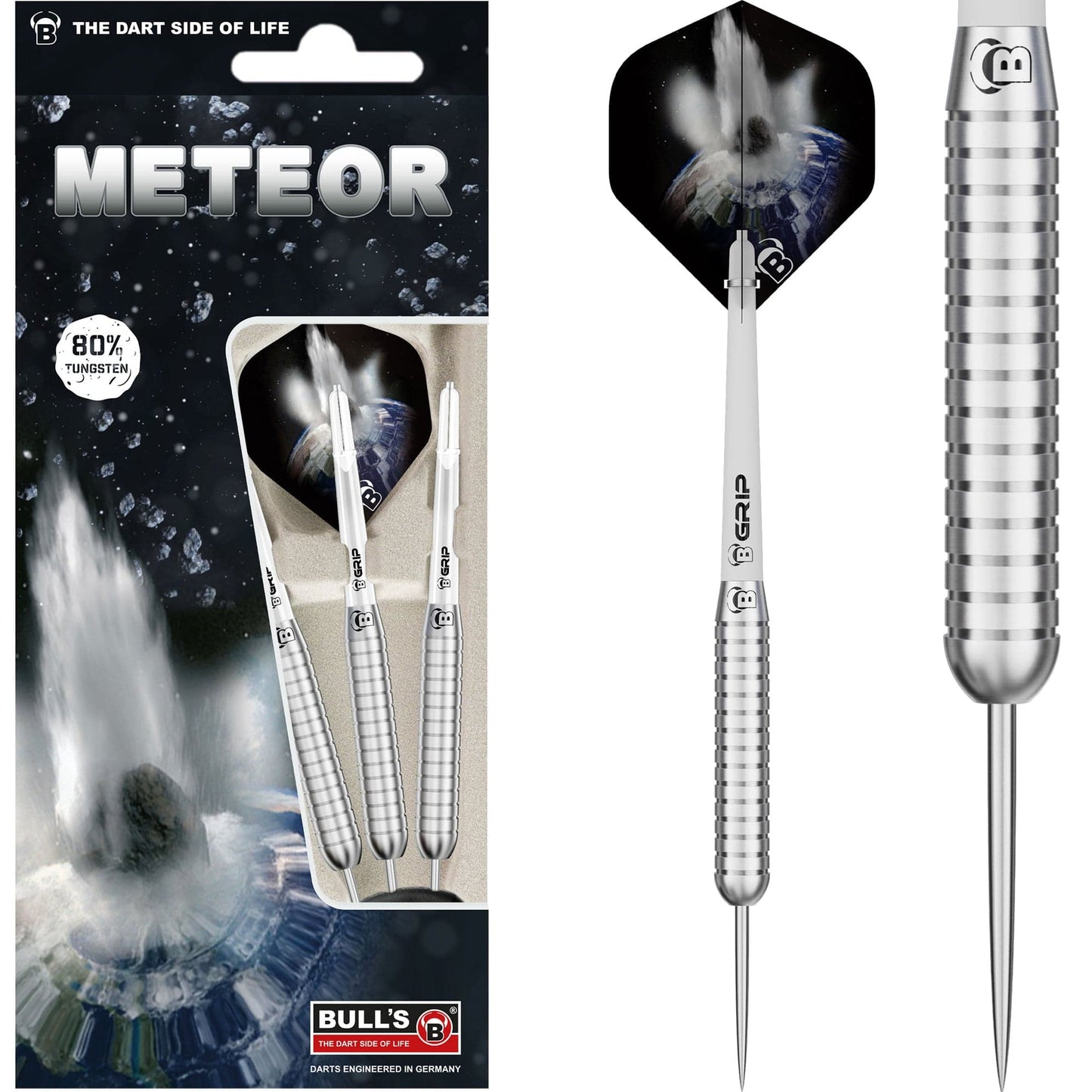 BULL'S Meteor Darts - Steel Tip - 80% Tungsten - MT12 - Ringed 28g