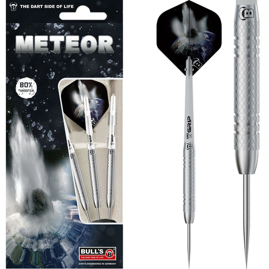 BULL'S Meteor Darts - Steel Tip - 80% Tungsten - MT8 - Fine Knurl 24g