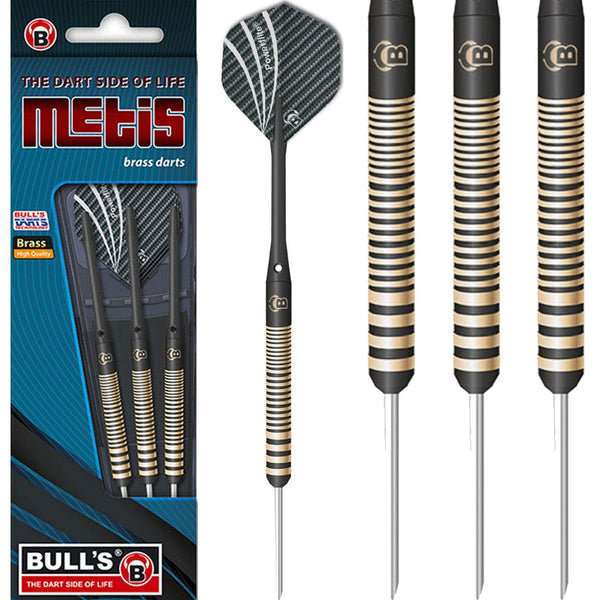BULL'S Metis Darts - Steel Tip - Coloured Brass - Black
