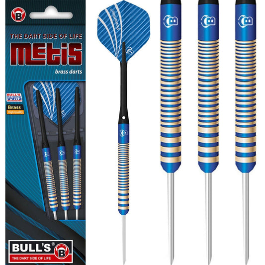 BULL'S Metis Darts - Steel Tip - Black Brass - Blue Ringed 21g