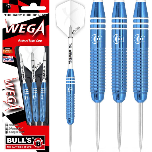 BULL'S Wega Darts - Steel Tip - Chromed Brass - Blue 20g