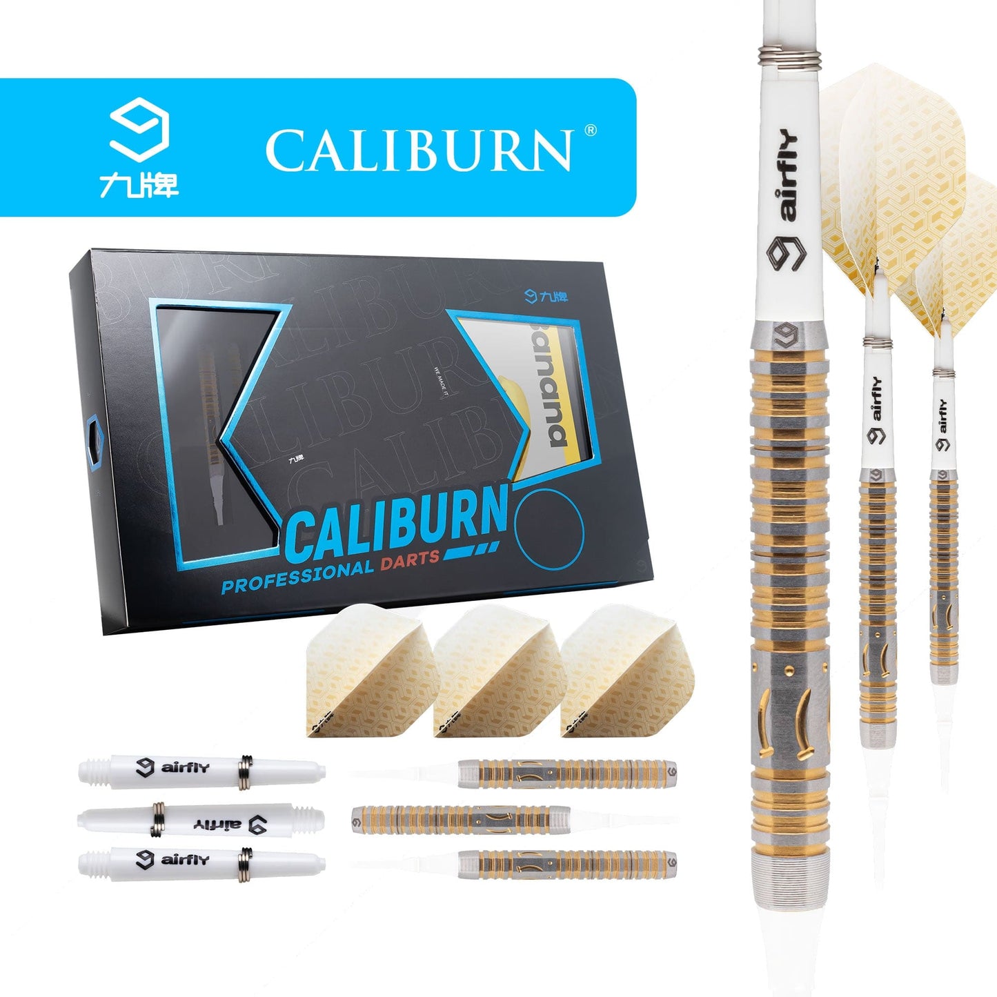 Caliburn Player Darts - Soft Tip - 90% - Gold Titanium - Banana 21g