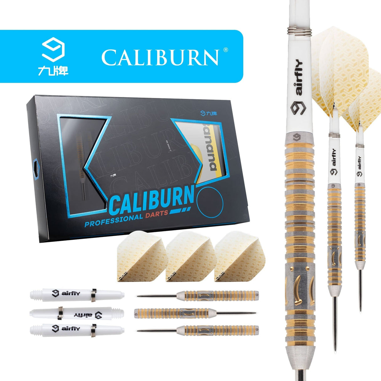 *Caliburn Player Darts - Steel Tip - 90% - Gold Titanium - Banana 22g