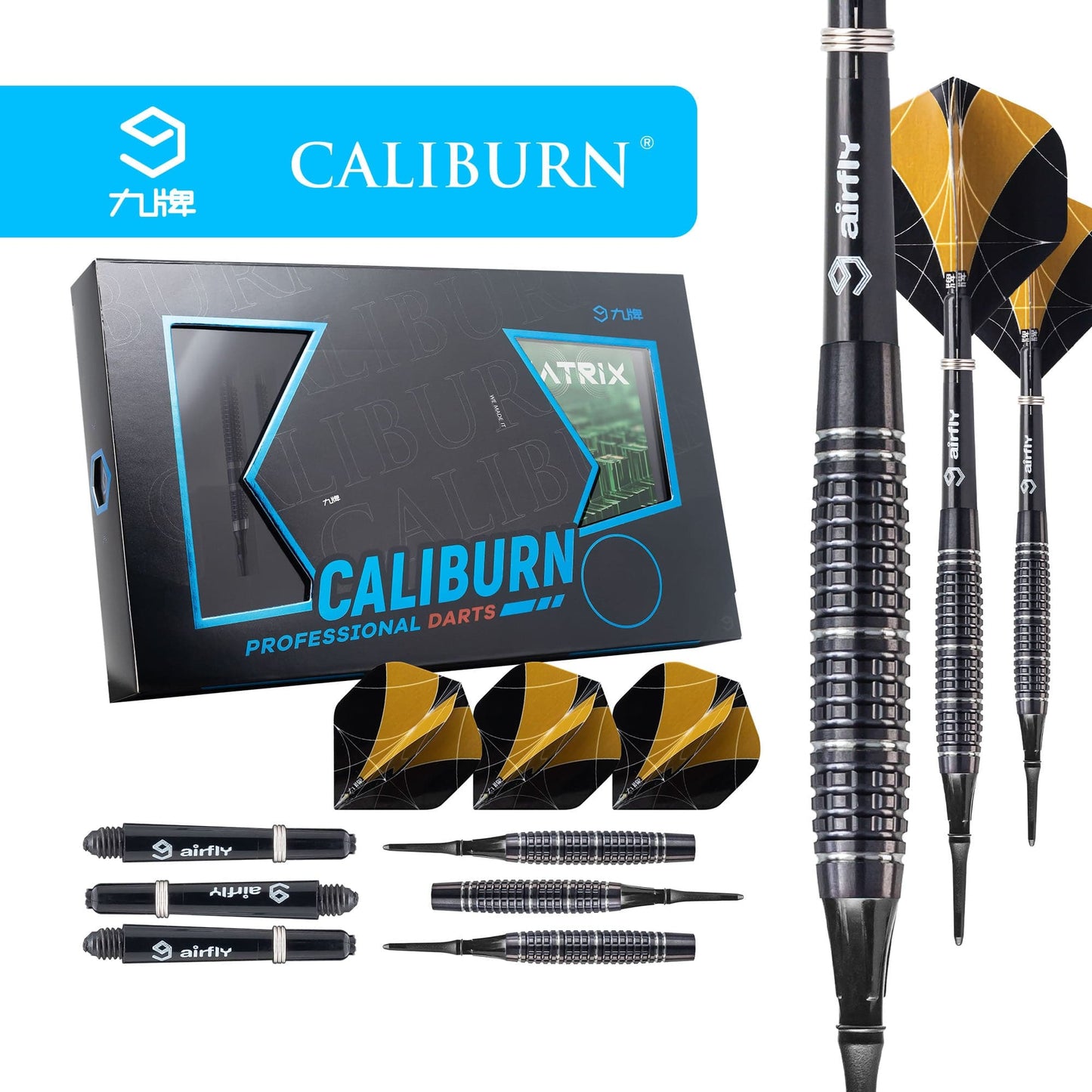 Caliburn Matrix I Darts - Soft Tip - 90% - B1 - Black