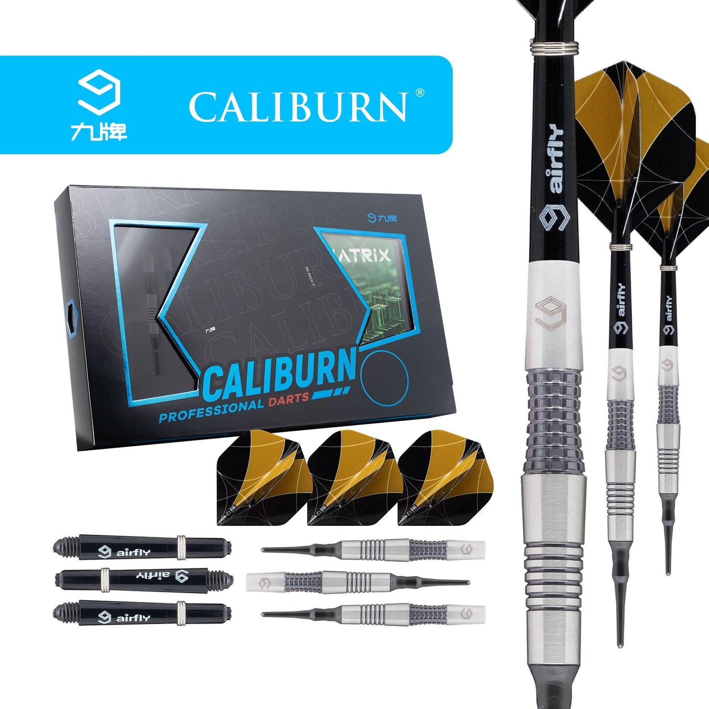 Caliburn Matrix II Darts - Soft Tip - 90% - M2 - Black