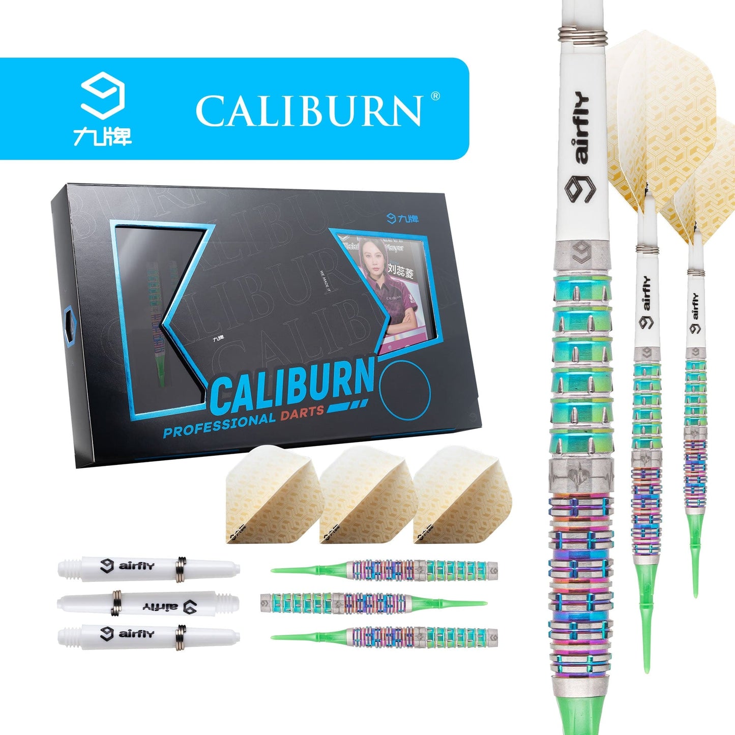 Caliburn Player Darts - Soft Tip - 95% - Rainbow Coating - Raine