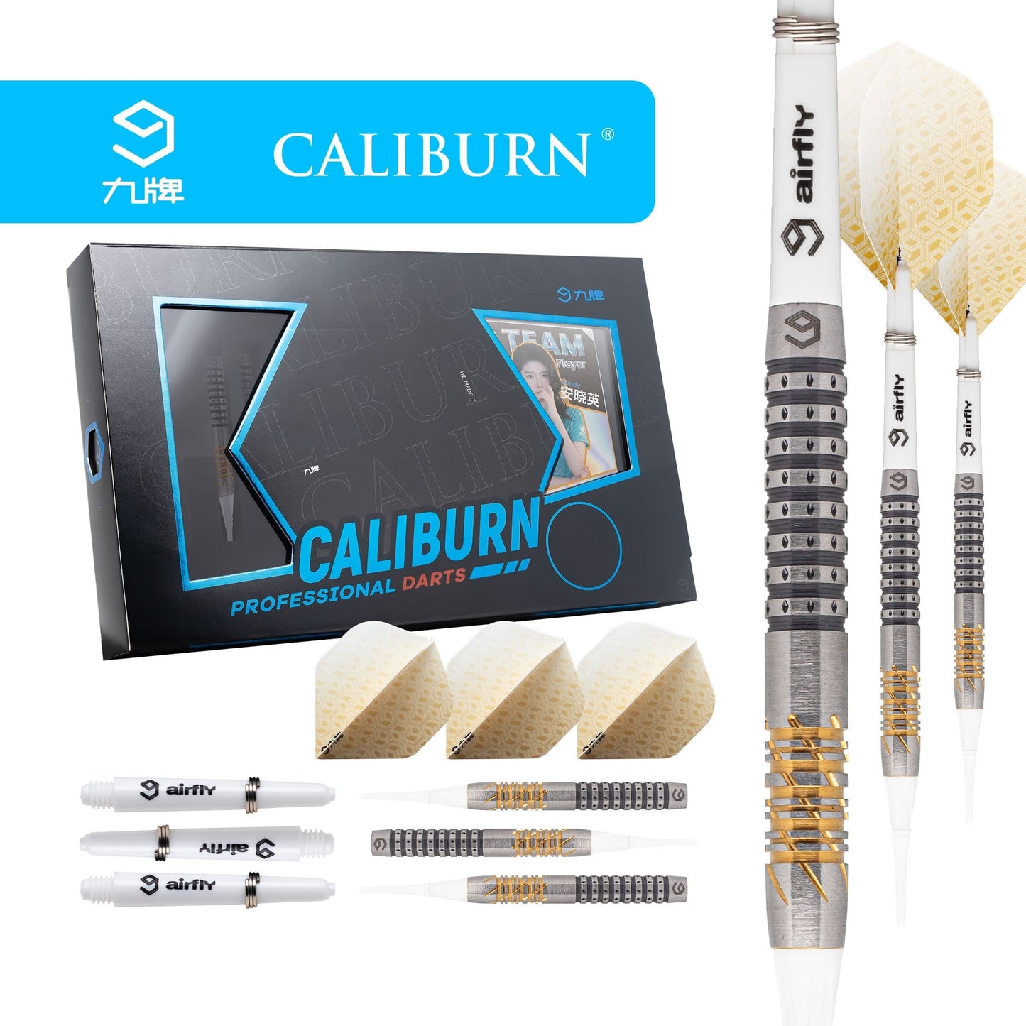 Caliburn Player Darts - Soft Tip - 95% - Black & Gold - Sandy II