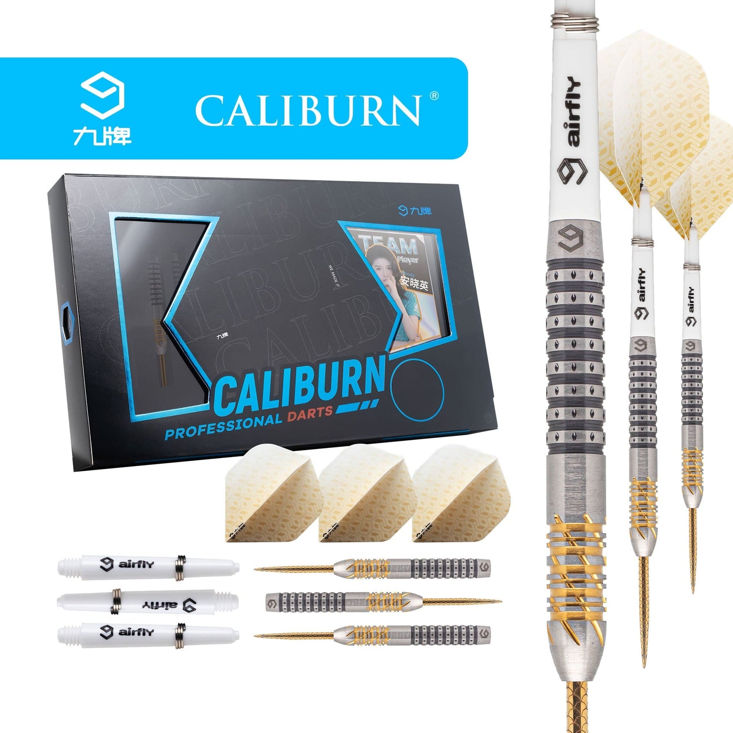 Caliburn Player Darts - Steel Tip - 95% - Black & Gold - Sandy II 23g