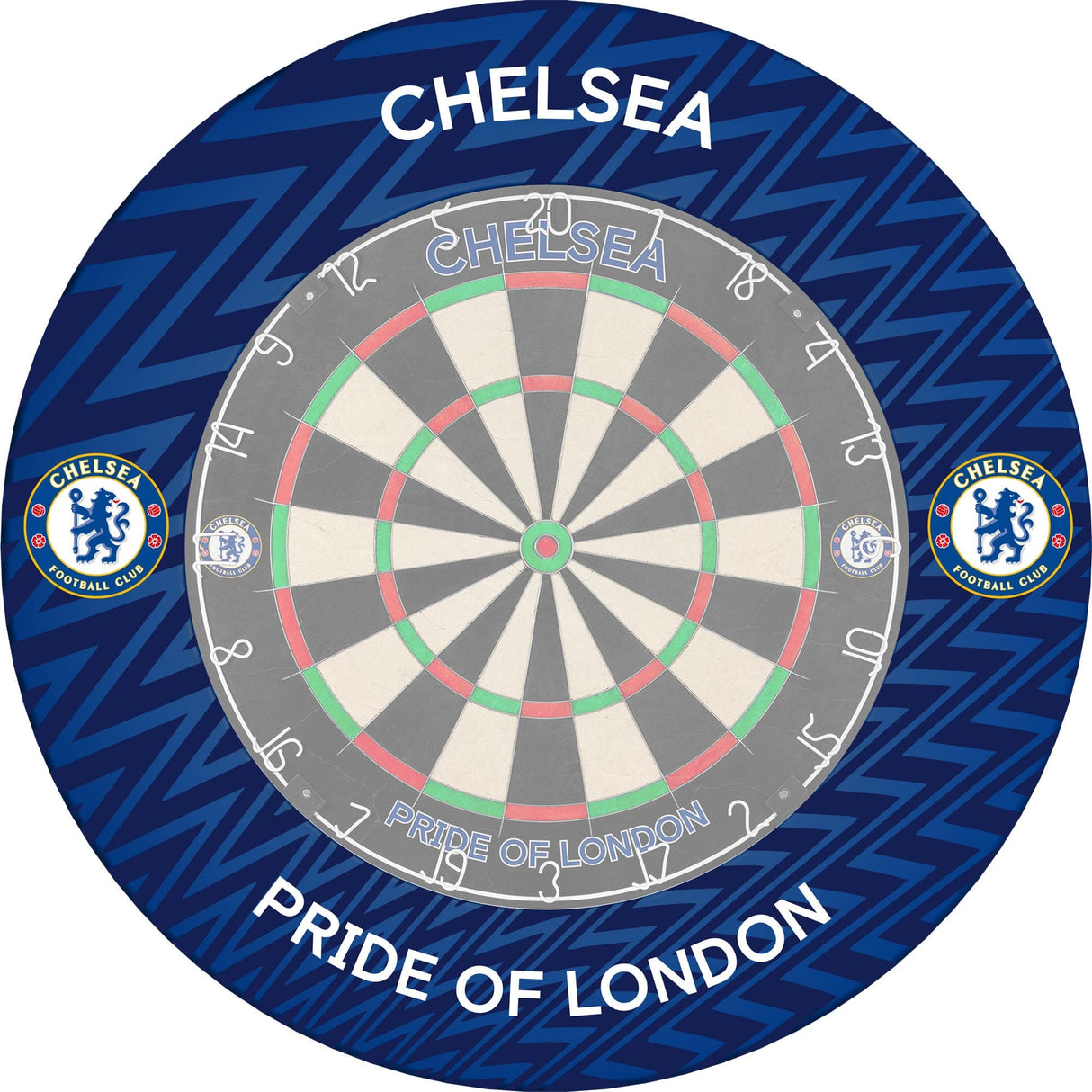 Chelsea Football Dartboard Surround - Official Licensed - Chelsea FC - S3 - ZigZag - White