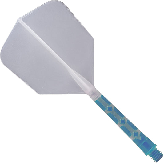 Cuesoul Rost T19 Integrated Dart Shaft and Flights - Big Wing - Sky Blue with Clear Flight Long
