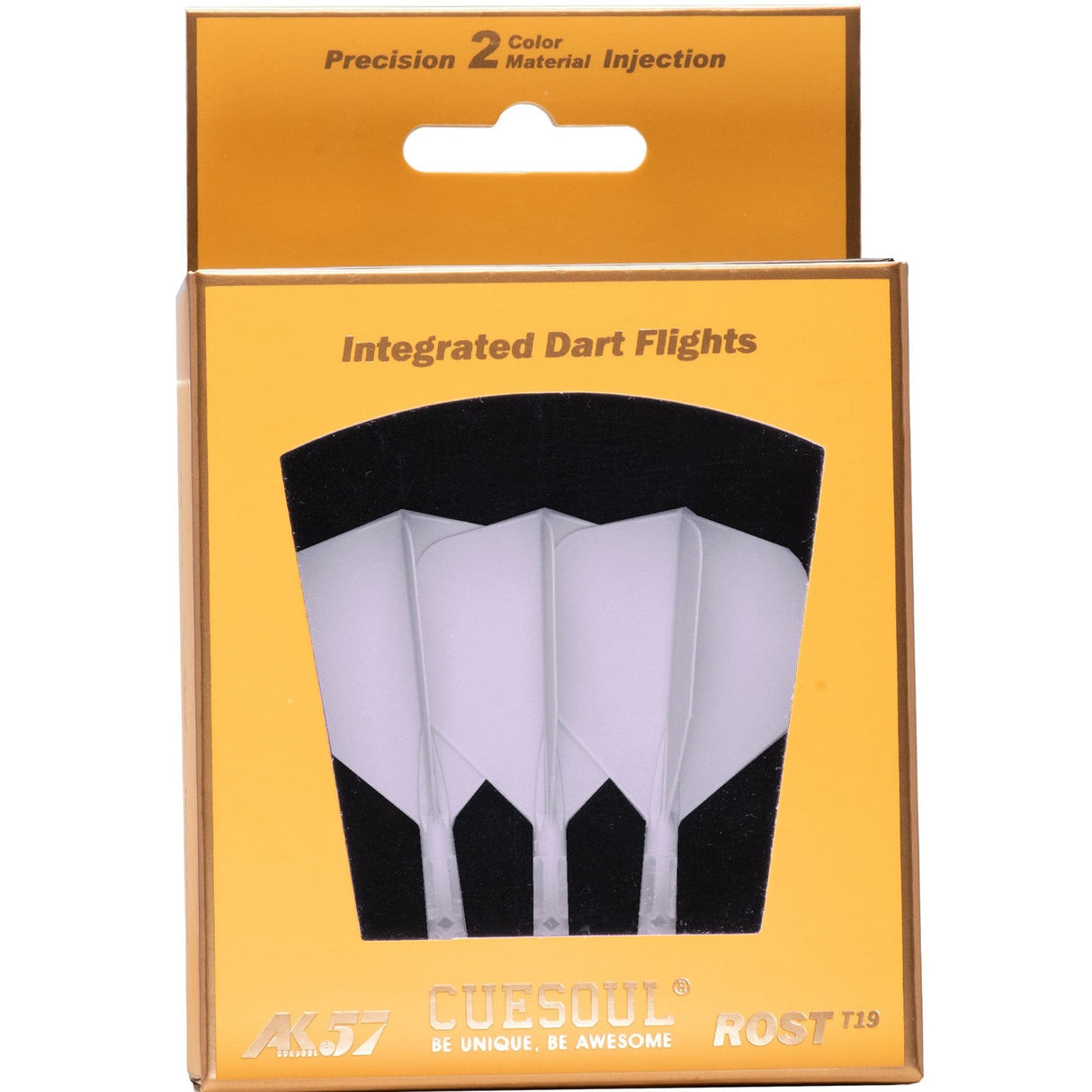 *Cuesoul Rost T19 Integrated Dart Shaft and Flights - Big Wing - Clear with White Flight