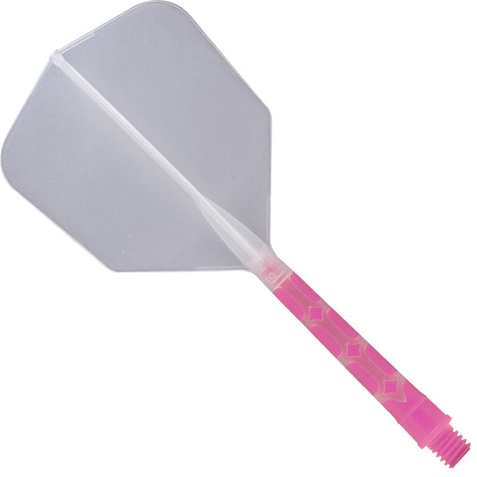 Cuesoul Rost T19 Integrated Dart Shaft and Flights - Big Wing - Pink with Clear Flight Long