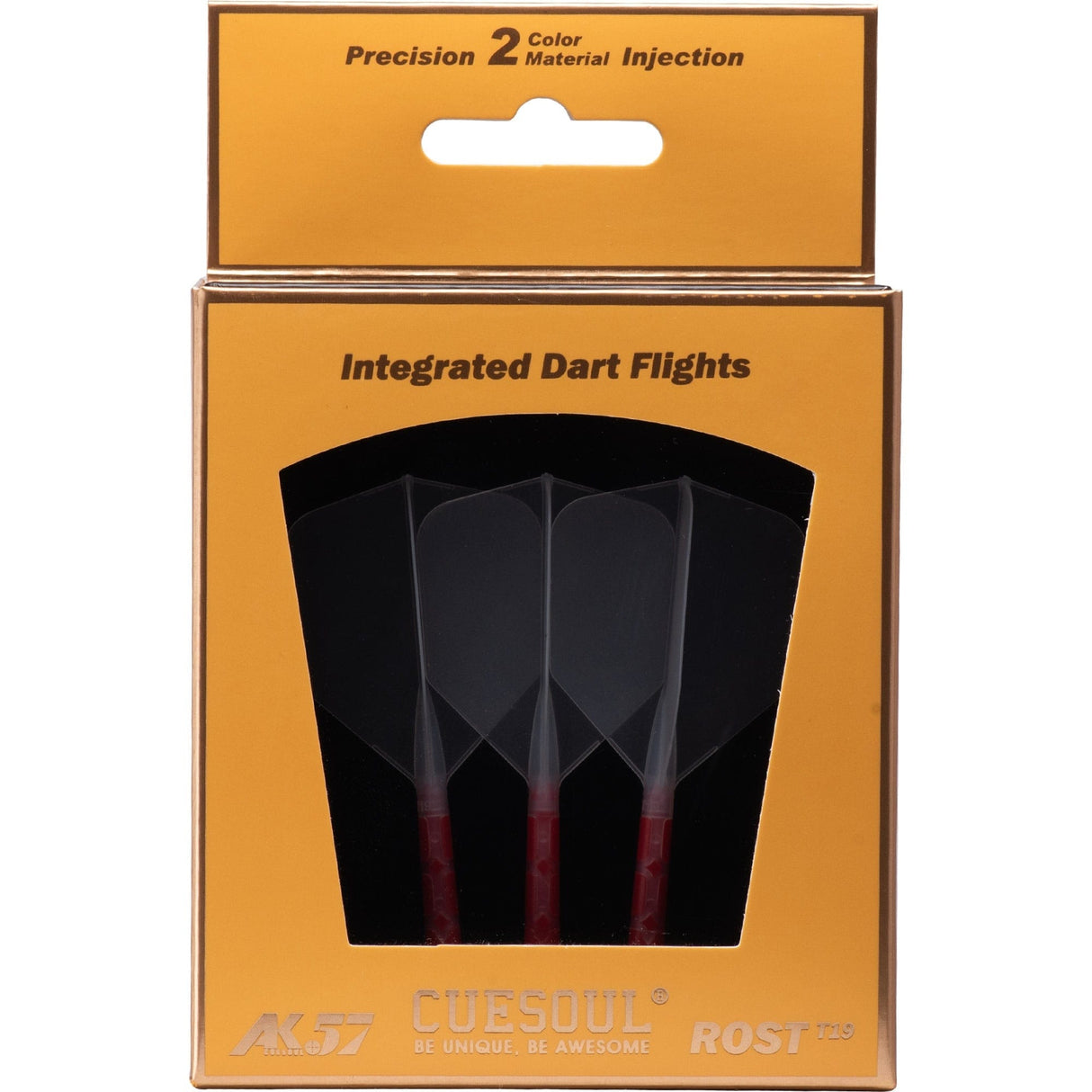 *Cuesoul Rost T19 Integrated Dart Shaft and Flights - Big Wing - Red with Clear Flight